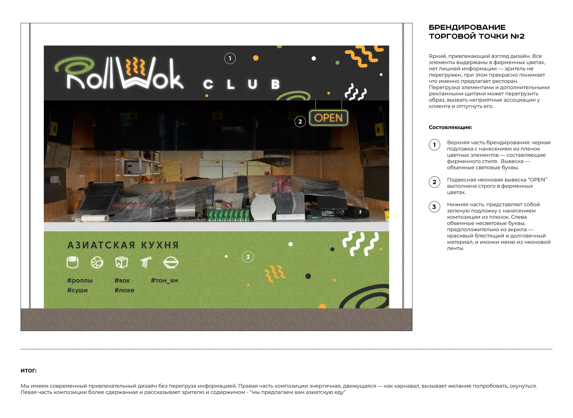 Брендирование торговых точек суши-бара «Roll Wok Club» в Соликамске